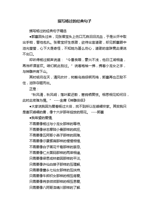 描写杨过的经典句子精选