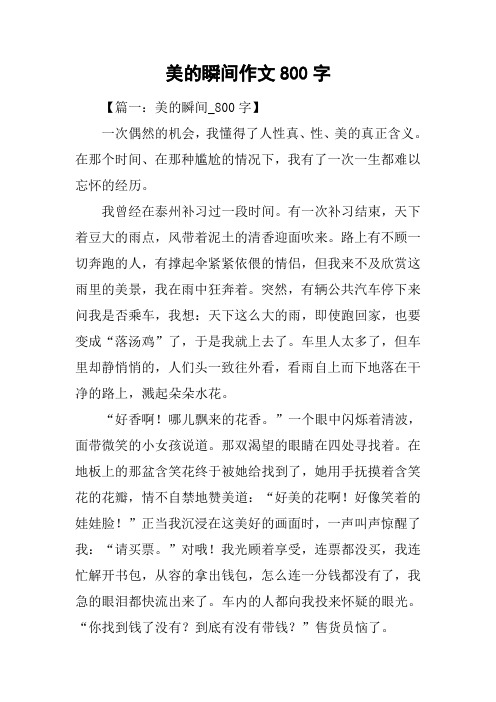美的瞬间作文800字