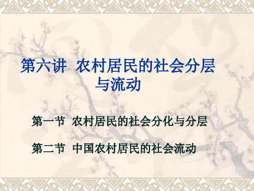 农村居民的社会分层与流动 - 中国社会学教学网