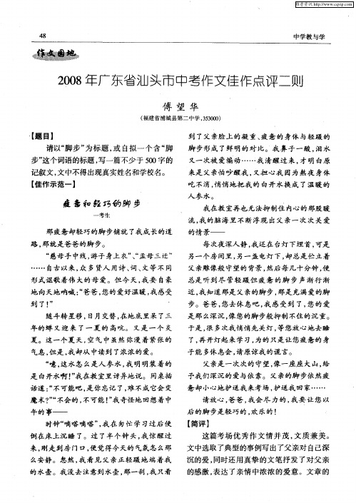 2008年广东省汕头市中考作文佳作点评二则