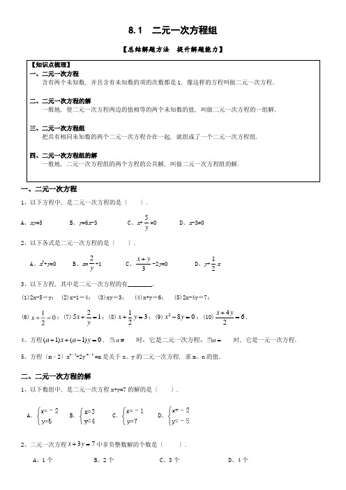 《二元一次方程组》人教版七年级数学下册导学案