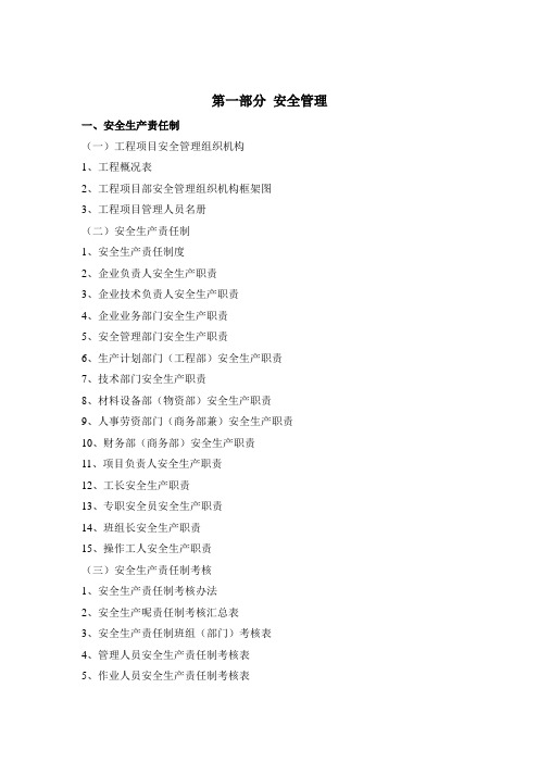 安全管理资料目录完整版