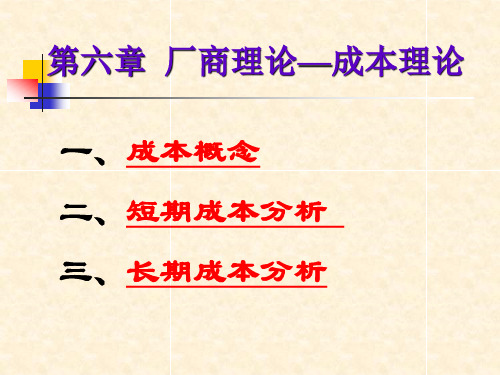 第六章  厂商理论—成本理论