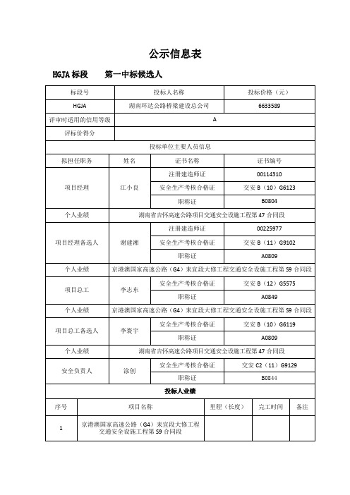 公示信息表