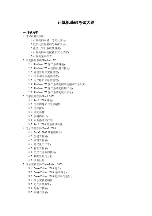 2010江西农业大学专升本考试大纲(计算机基础)