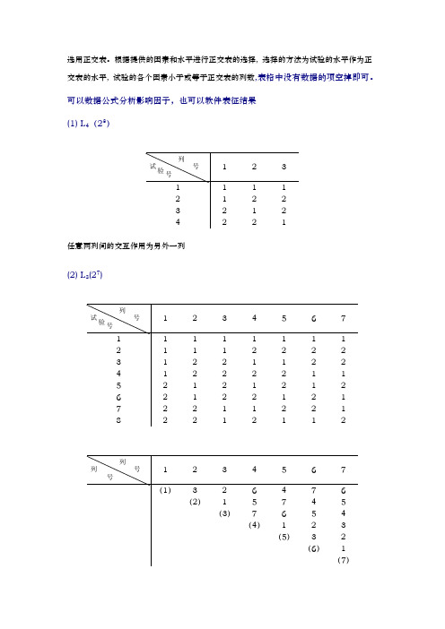 正交试验设计常用正交表分析报告