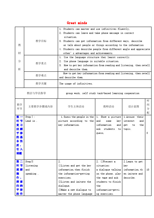 牛津深圳初中英语九上Unit 2《Great minds》教案4