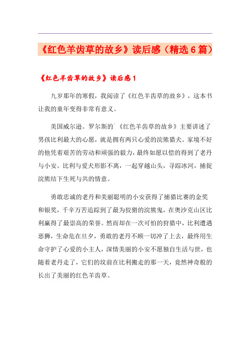 《红色羊齿草的故乡》读后感(精选6篇)