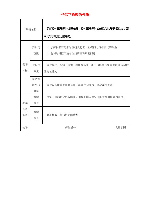 九年级数学下册27_2_2相似三角形的性质教案1新版新人教版