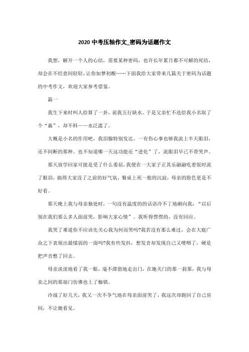 2020中考压轴作文_密码为话题作文