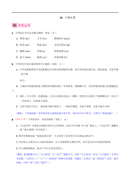 《白杨礼赞》课时同步练(解析版)