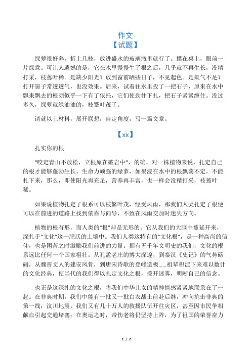北京市海淀区高三语文下学期期末练习作文试题及范文