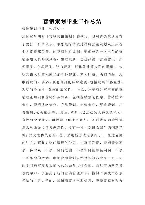 营销策划毕业工作总结
