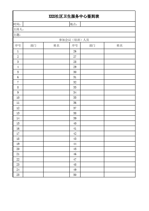 会议签到表(50人)