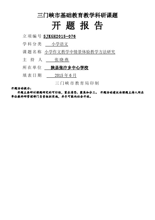 市级课题开题报告