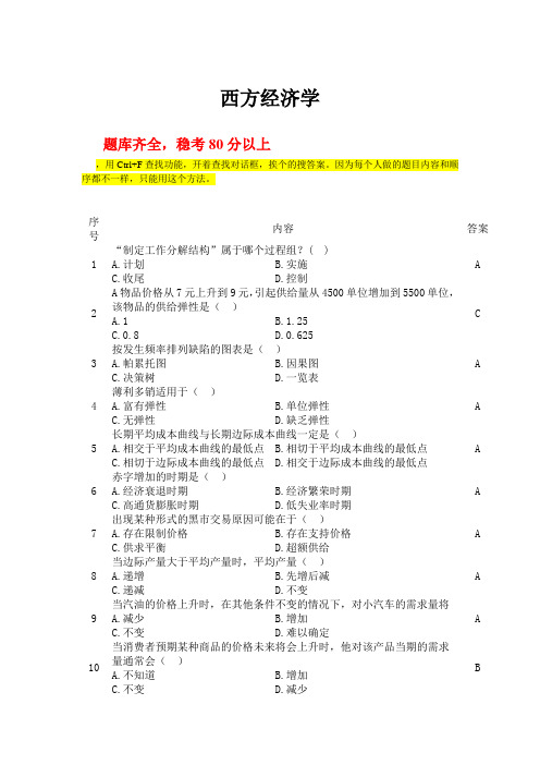 【电大职业技能实训形成性考核西方经济学(工商管理)答案】