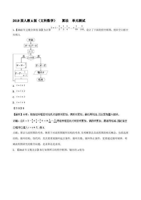 2019届人教A版(文科数学)      算法   单元测试