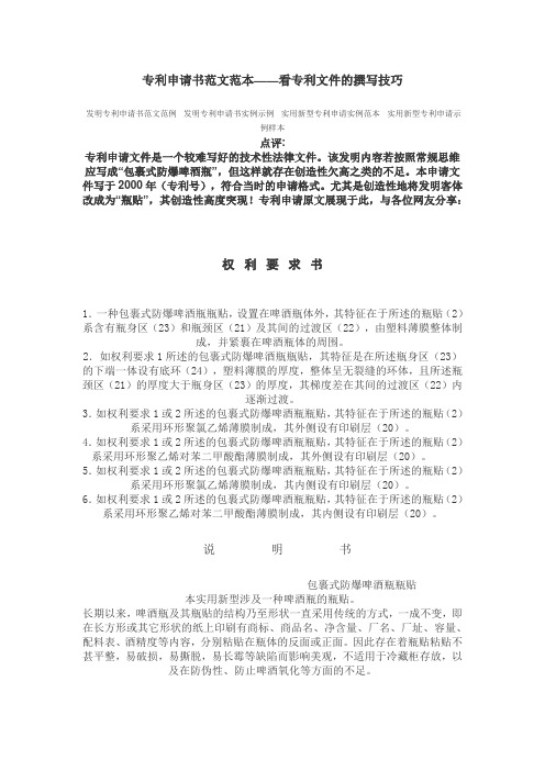 专利申请书范文范本