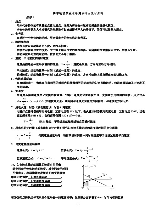 (完整word版)广东学业水平考试物理常考知识点,推荐文档
