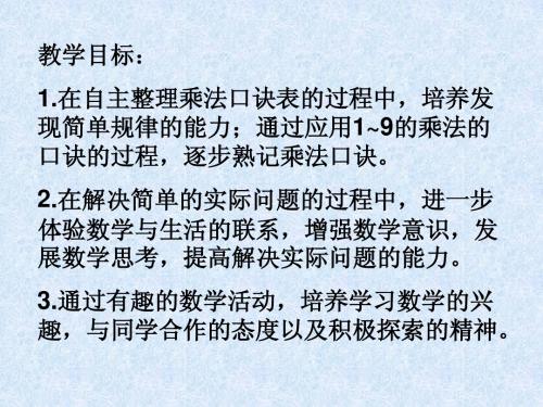 小学二年级上学期数学《乘法口诀表》优质课PPT课件