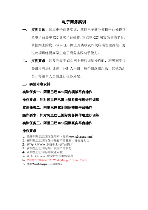 本科 电子商务实训要求