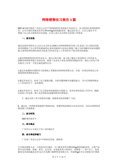 网络销售实习报告4篇