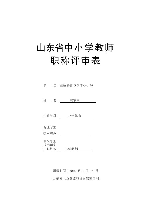 山东省中小学教师职称评审表样表