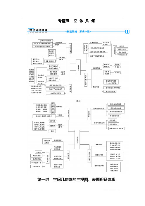 2020版高三数学二轮复习(全国理)讲义：专题五   第一讲 空间几何体的三视图、表面积及体积