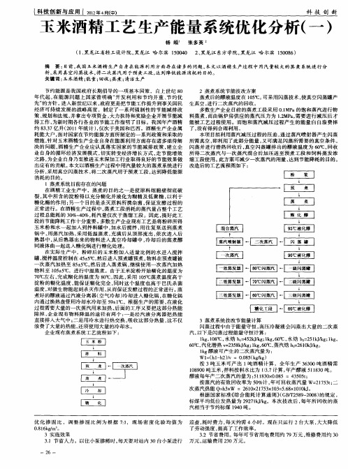玉米酒精工艺生产能量系统优化分析(一)