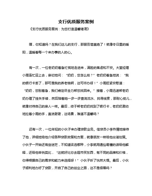 支行优质服务案例