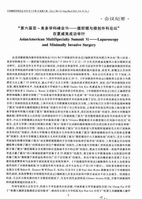 “第六届亚一美多学科峰会Ⅵ——腹腔镜与微创外科论坛”在夏威夷成功举行