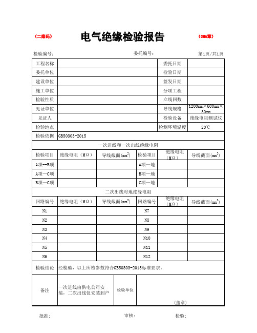 0301电气绝缘检验报告