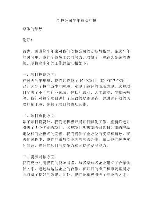 创投公司半年总结汇报