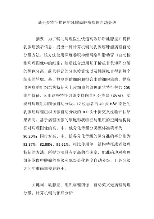 基于多特征描述的乳腺癌肿瘤病理自动分级