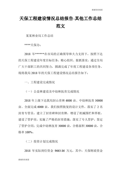 天保工程建设情况总结报告其他工作总结范文.doc
