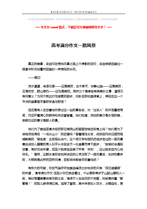 【优质】高考满分作文一路风景-优秀word范文 (2页)