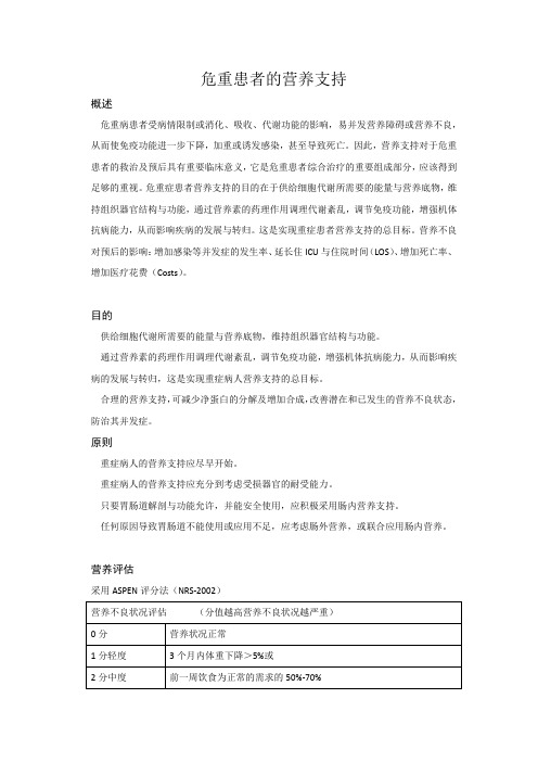 2019 重症营养诊疗规范