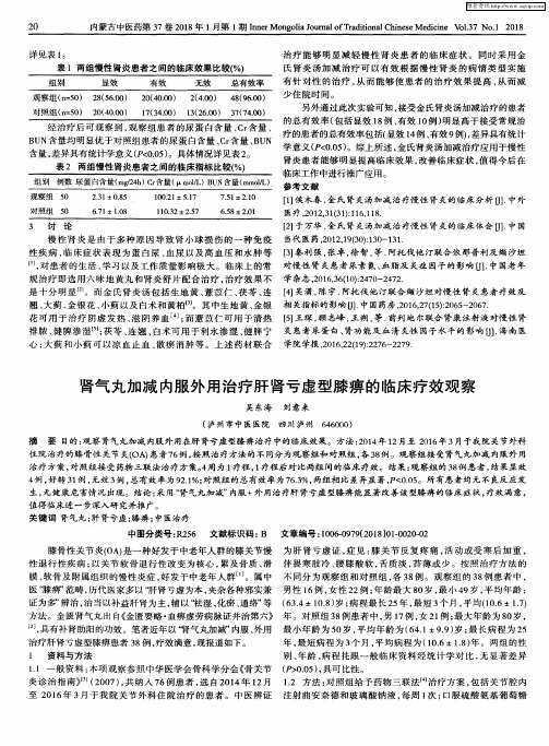 肾气丸加减内服外用治疗肝肾亏虚型膝痹的临床疗效观察