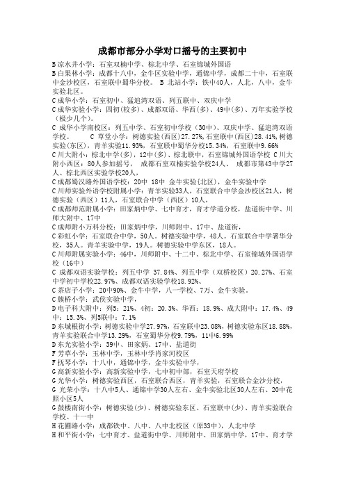 部分小学对口摇号的主要初中