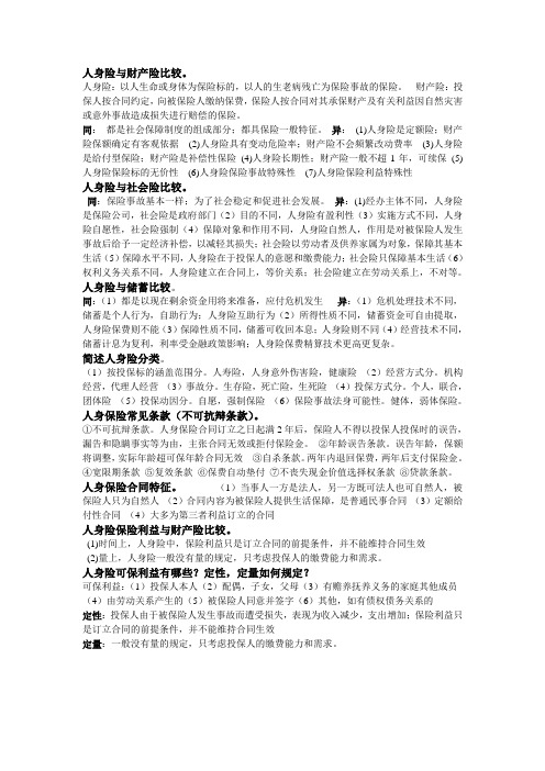 人身险与财产险比较