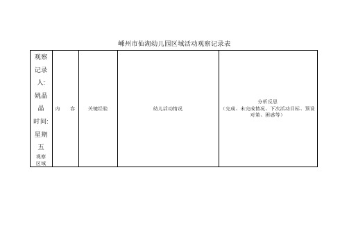 幼儿园区域活动观察记录表4