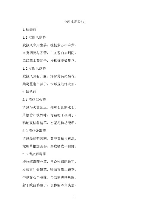 中药实用歌诀