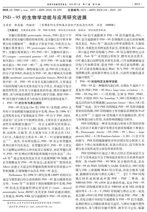 PSD-95的生物学功能与应用研究进展