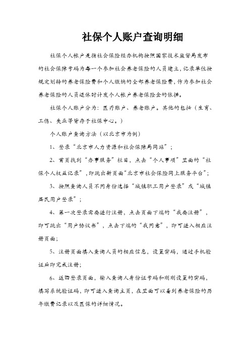 社保个人账户查询明细