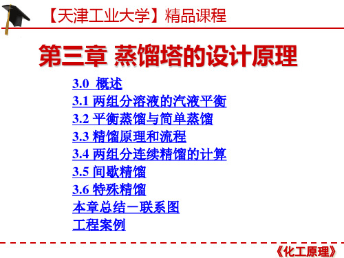 【天津工业大学】精品课程《化工原理》--第三章 蒸馏塔设计原理