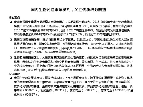 生物药行业2020年市场发展总结
