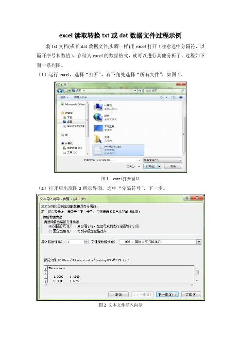 excel读取转换txt或dat数据文件过程示例
