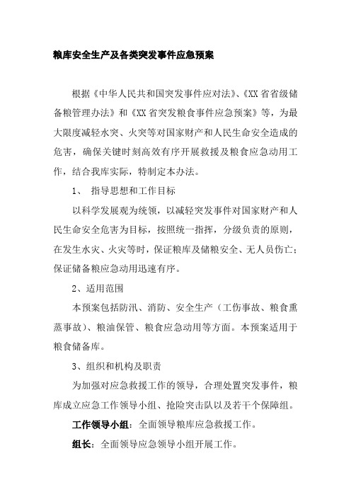 粮库安全生产及各类突发事件应急预案