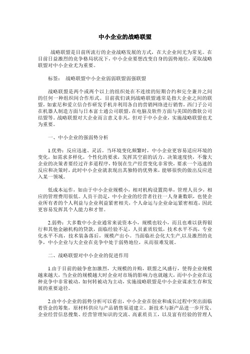 中小企业的战略联盟