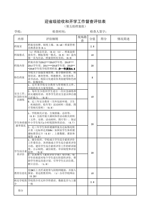 档案检查表